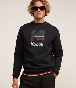 Casaco em Algodão com Estampa Kodak e Listras Contrastantes