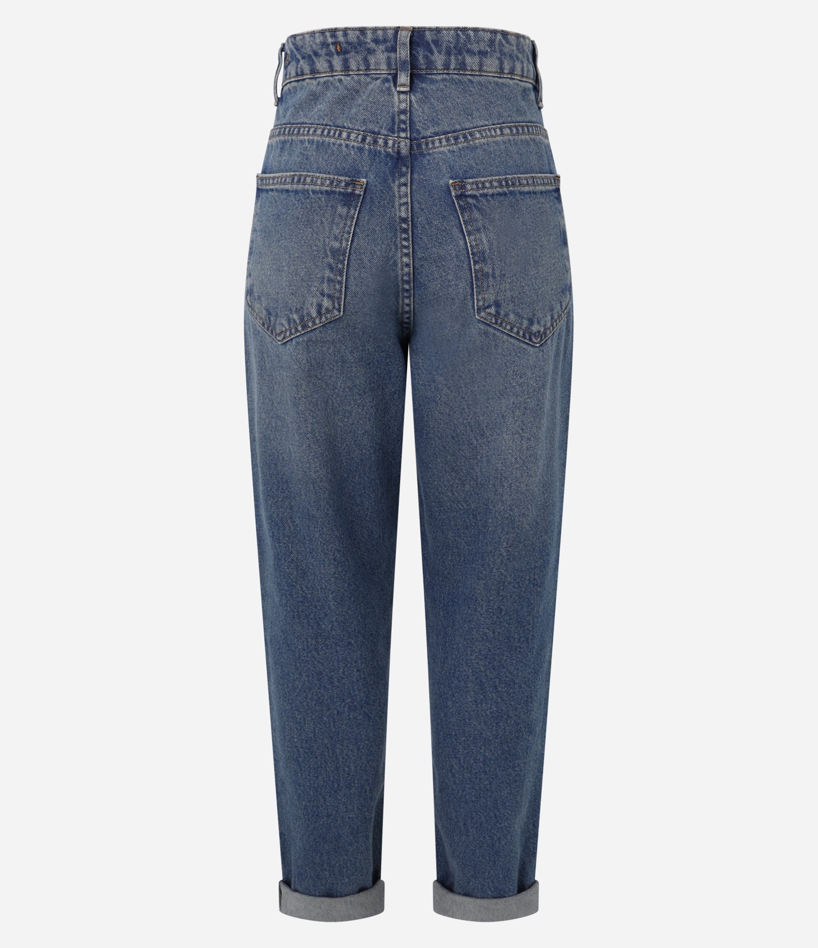 Calça Mom Jeans com Cintura Alta e Lavagem Dirty Azul 5