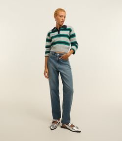 Calça Mom Jeans com Cintura Alta e Lavagem Dirty