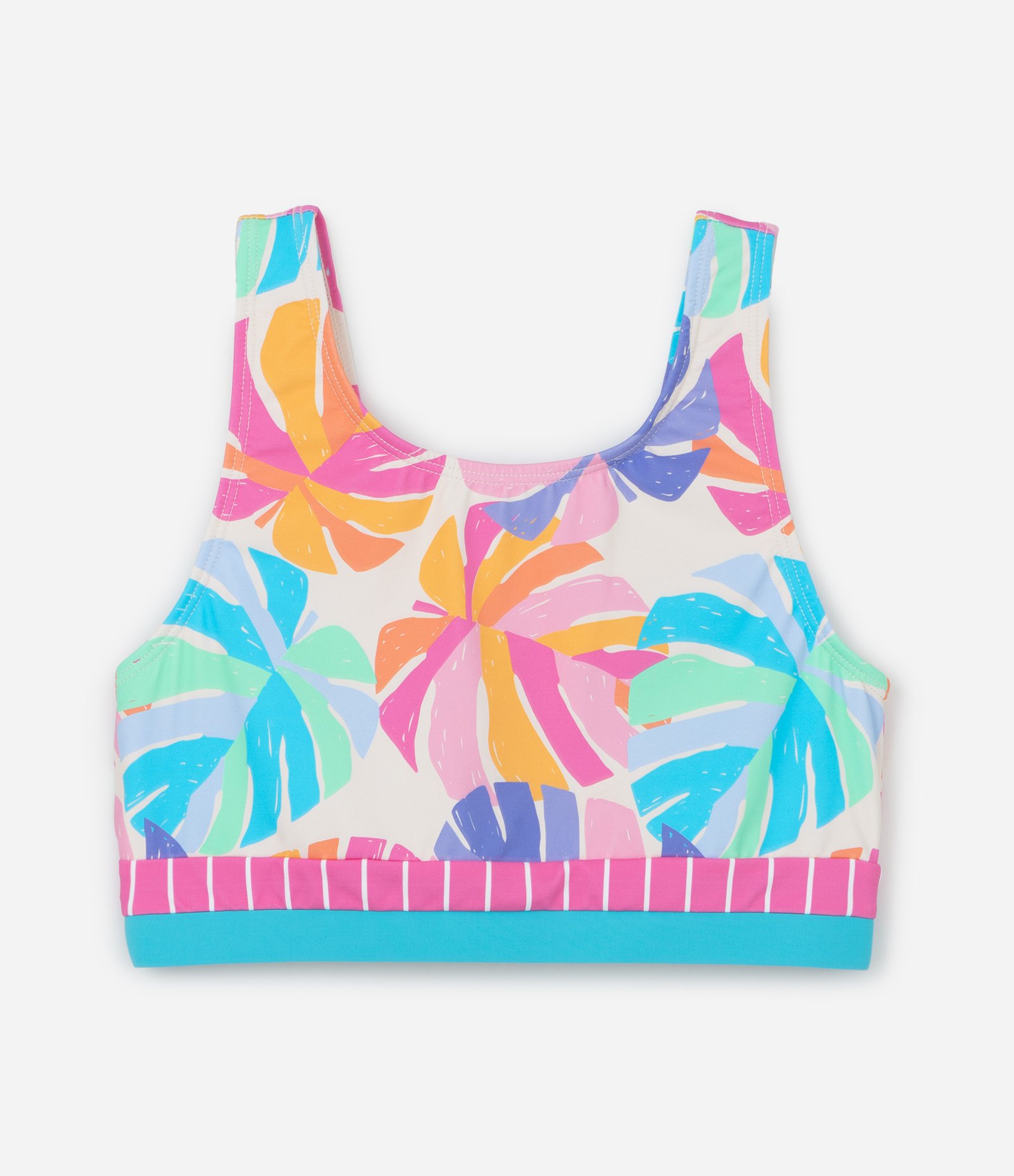 Biquíni Infantil com Proteção UV e Estampa Folhagens - Tam 5 a 14 Anos Multicores 5