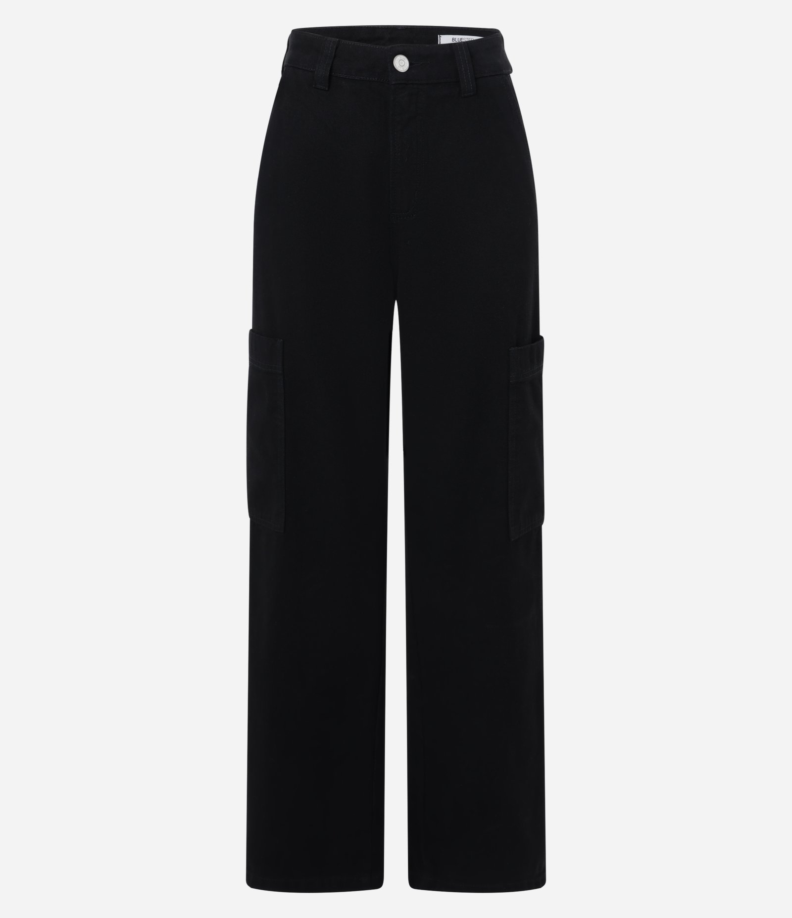 Calça Cargo Cintura Alta em Sarja com Bolso Lateral Preto 3
