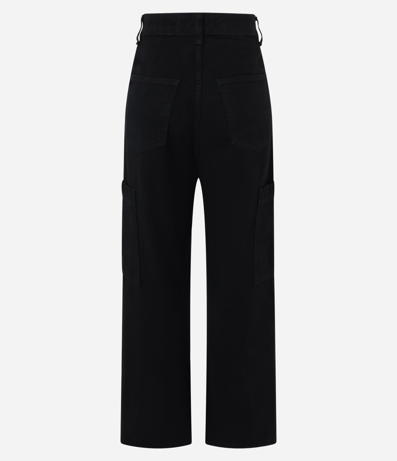 Calça Cargo Cintura Alta em Sarja com Bolso Lateral Preto 4