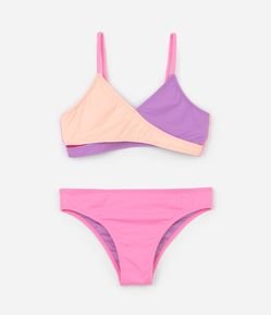 Biquíni Infantil com Proteção UV e Recorte Transpassado - Tam 7 a 16 Anos