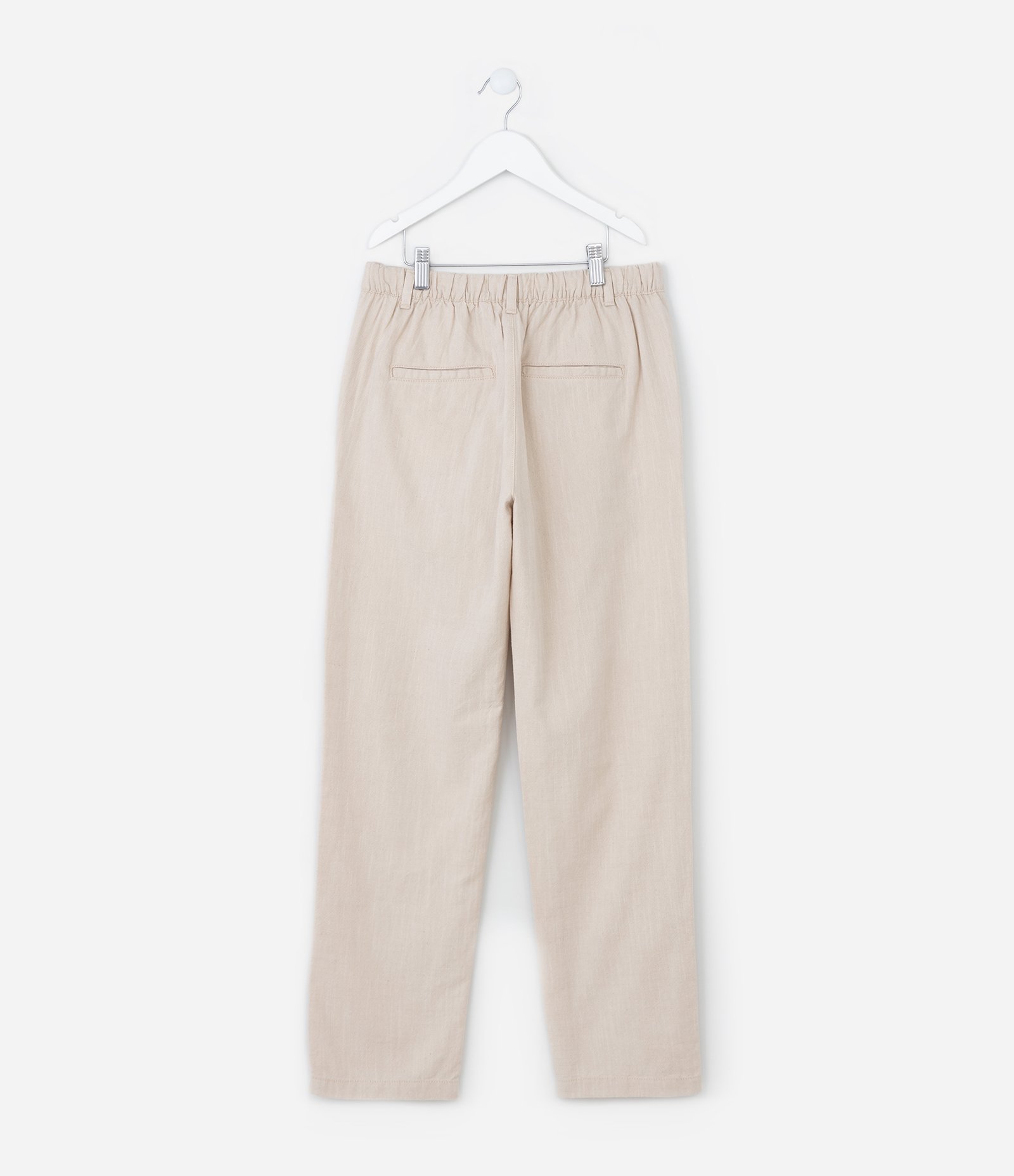 Calça Reta Infantil em Oxford com Bolsos - Tam 5 a 14  Anos Bege 2