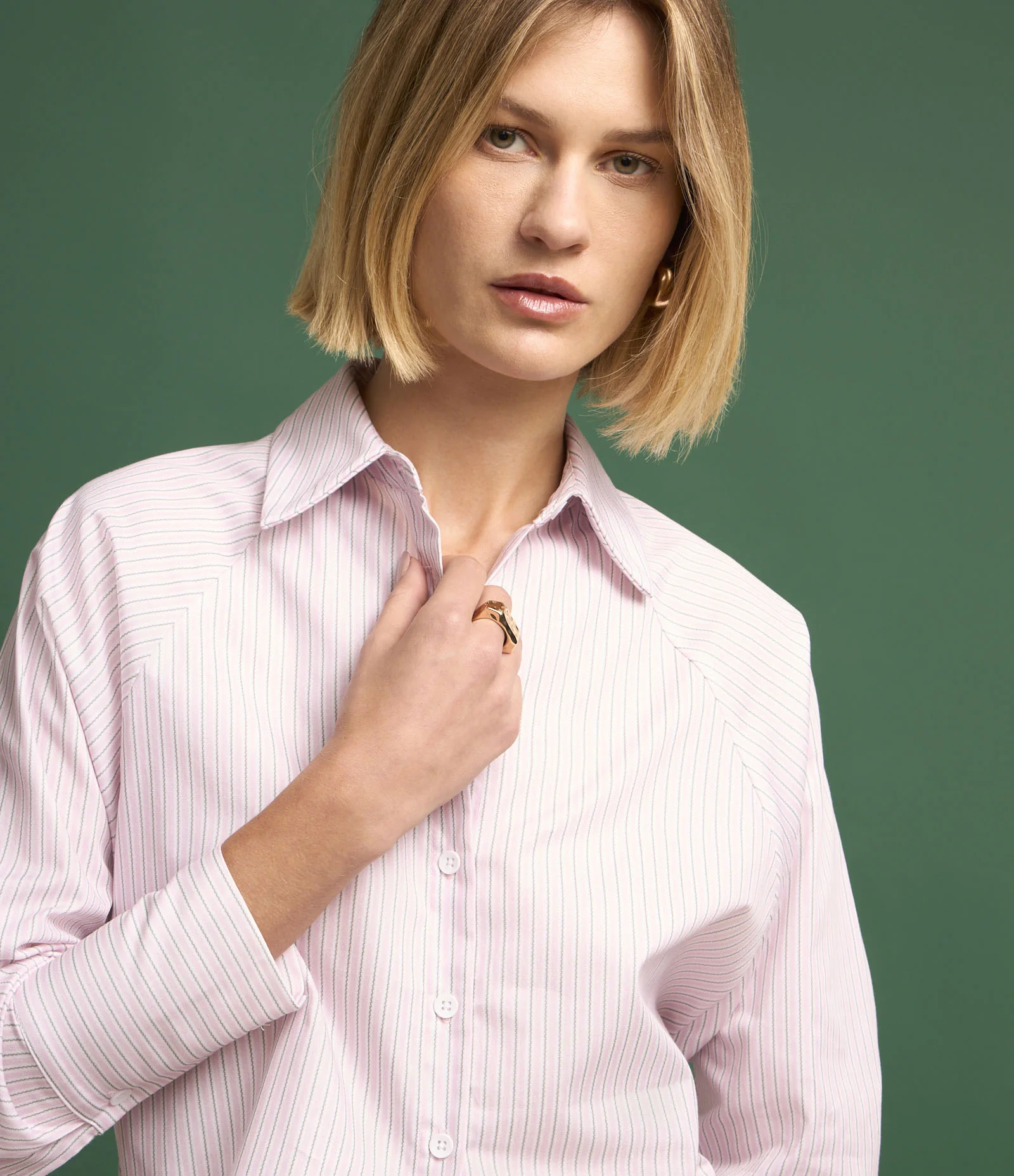 Camisa em Tricoline com Estampa de Listras Branco 2