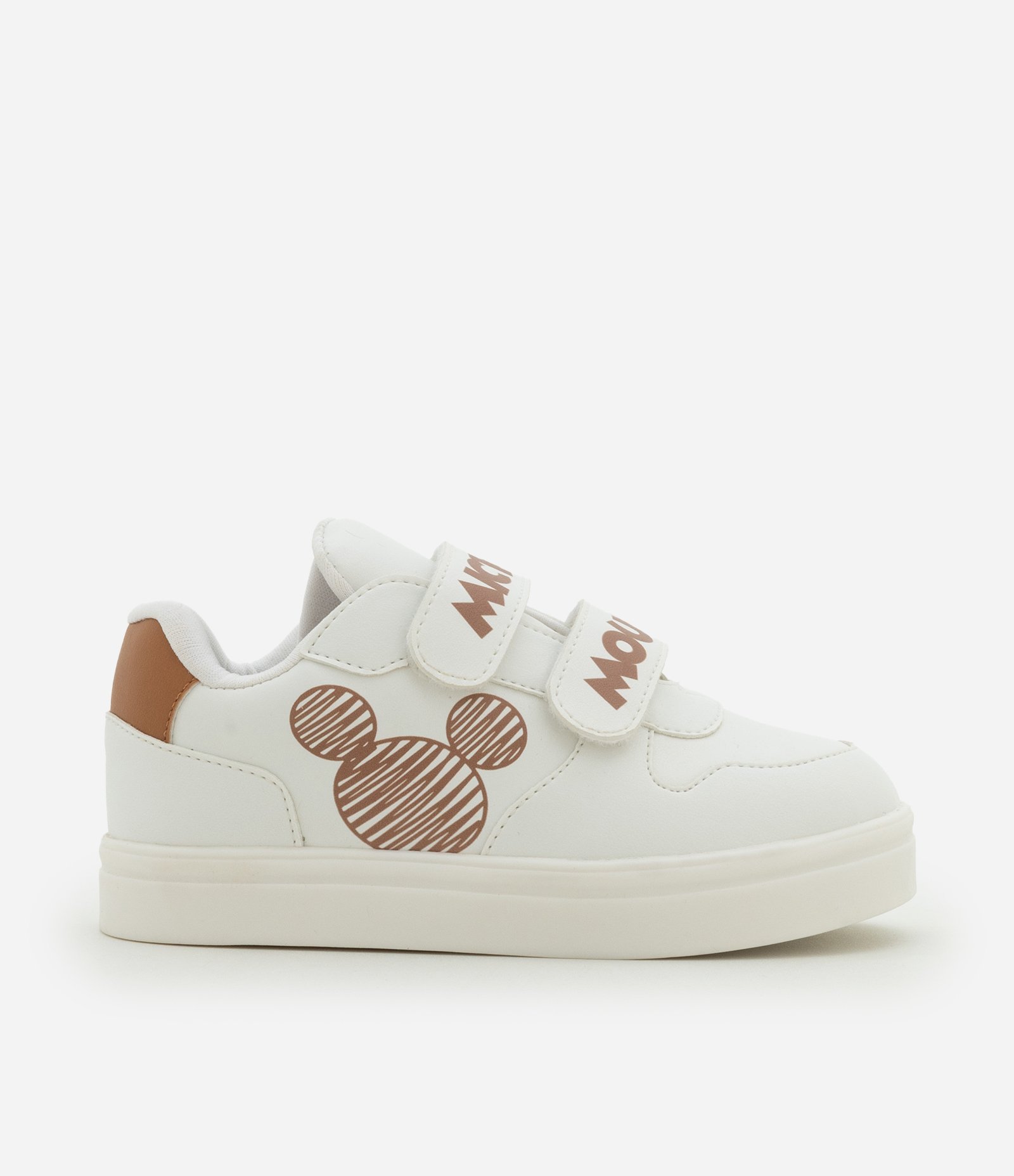 Tênis Infantil em PU com Estampa Mickey e Velcro - Tam 20 ao 27 Branco 5