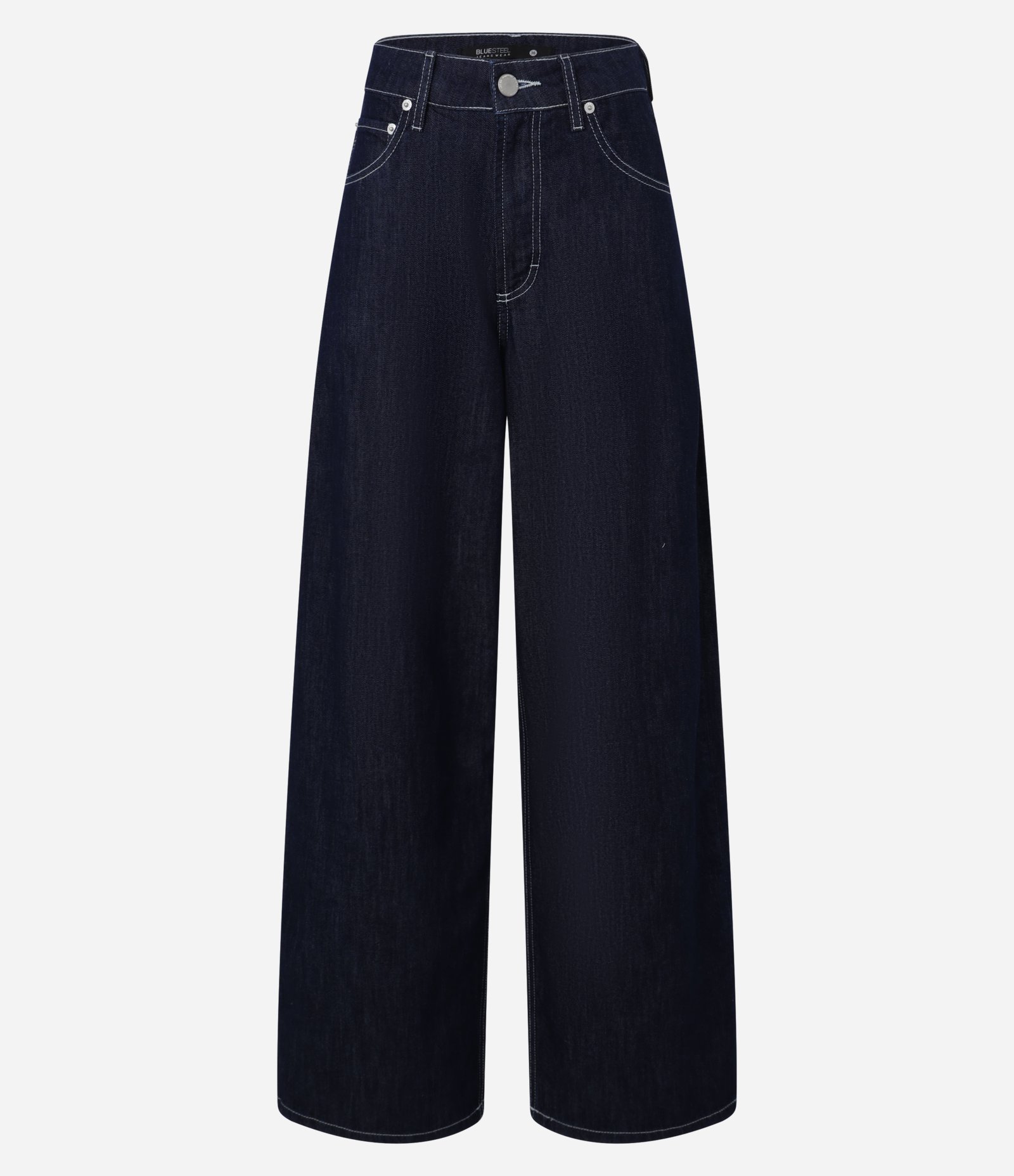 Calça Skater em Jeans com Pespontos Contrastantes Azul