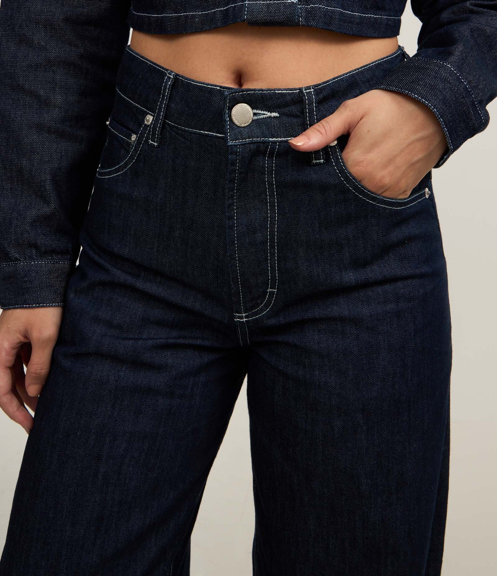 Calça Skater em Jeans com Pespontos Contrastantes Azul 6
