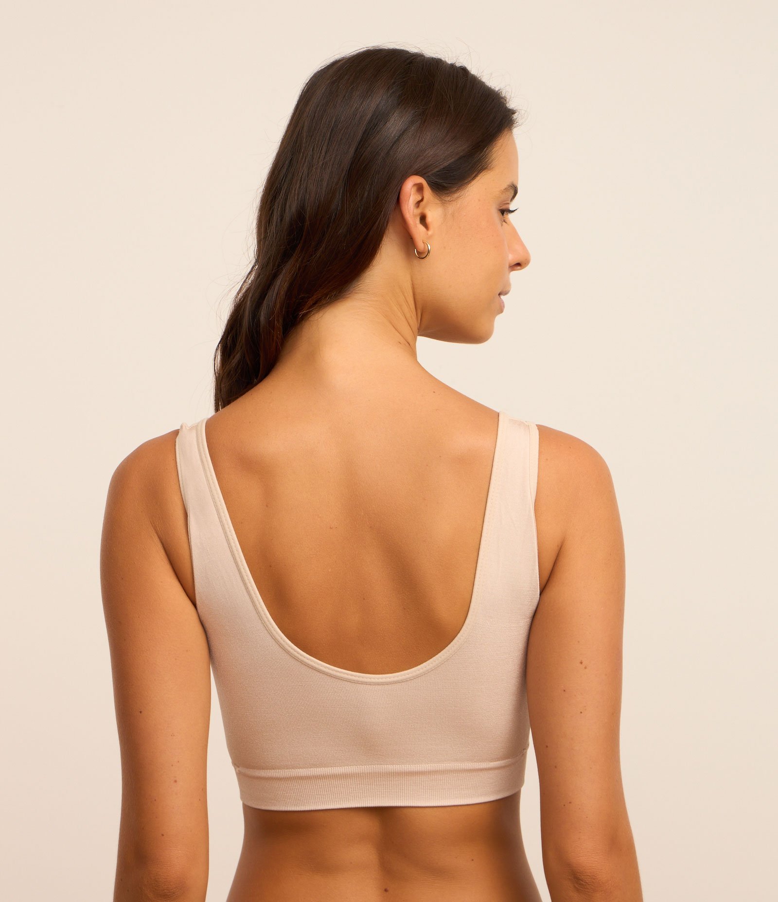 Sutiã Top em Poliamida com Bojo Removível sem Costura DelRio Bege 2