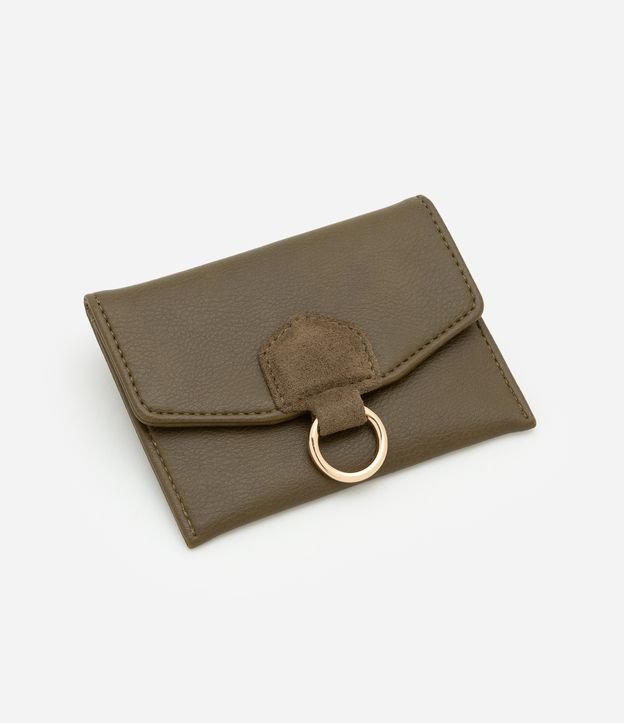 Carteira Envelope Pequena em PU com Detalhe de Anel