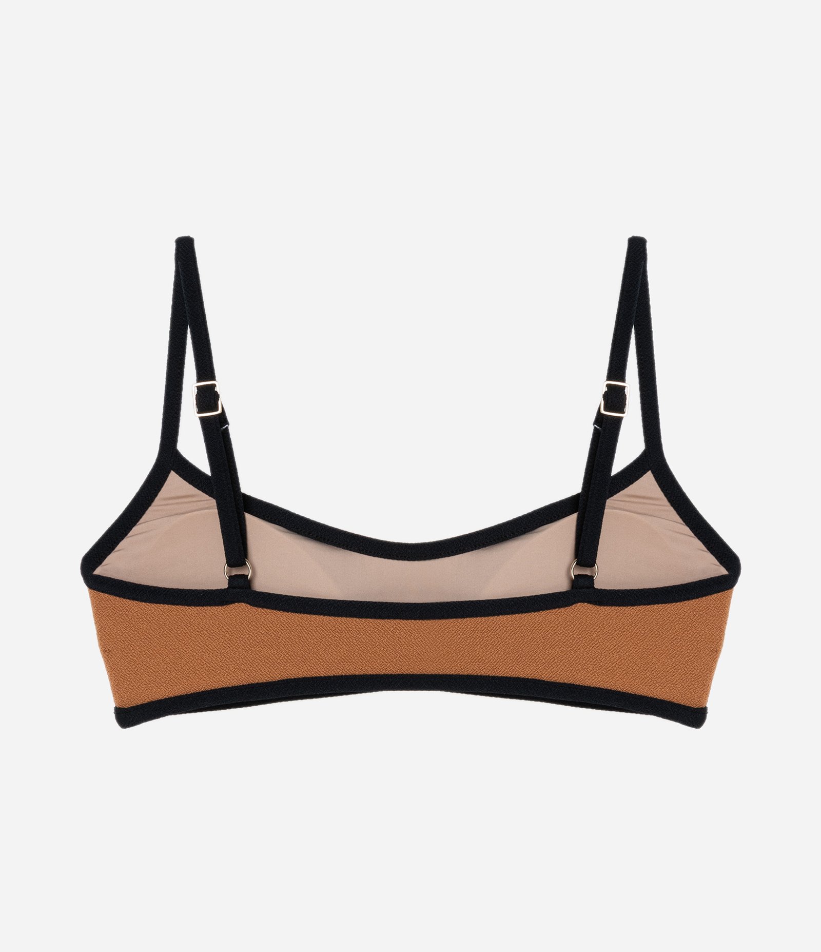 Biquíni Top Camisetinha Texturizado com Viés Contrastante Marrom 6