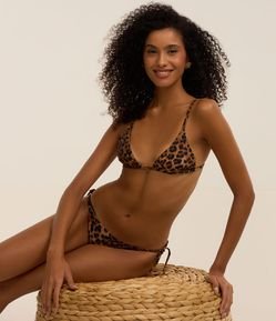 Biquíni Top Cortininha em Microfibra com Estampa Animal Print