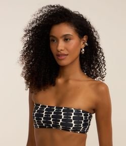 Biquíni Top Bandeau em Microfibra com Estampa Geométrica