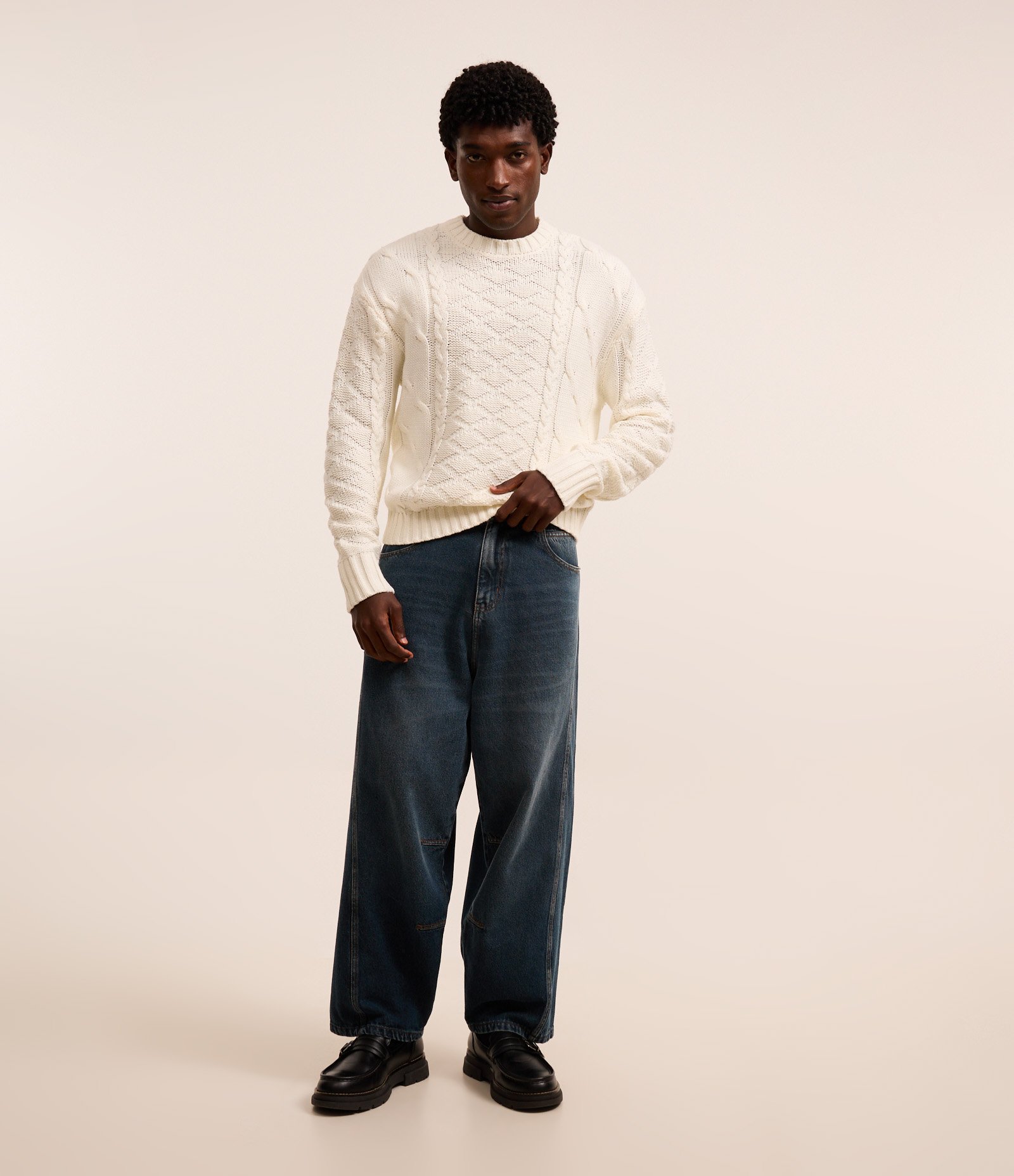 Suéter Boxy em Tricô com Textura Off White 2