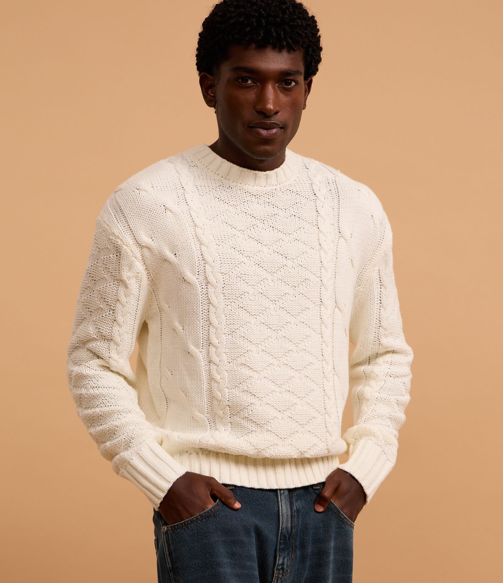 Suéter Boxy em Tricô com Textura Off White 3