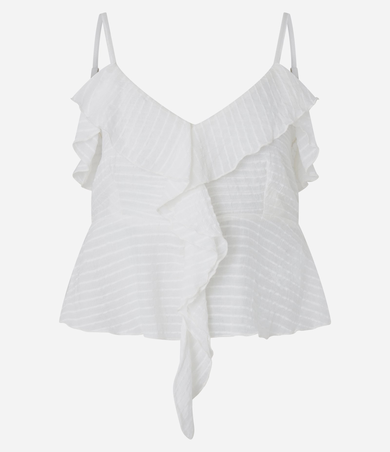 Blusa Peplum de Alça em Vicose Twill Texturizada Branco 4