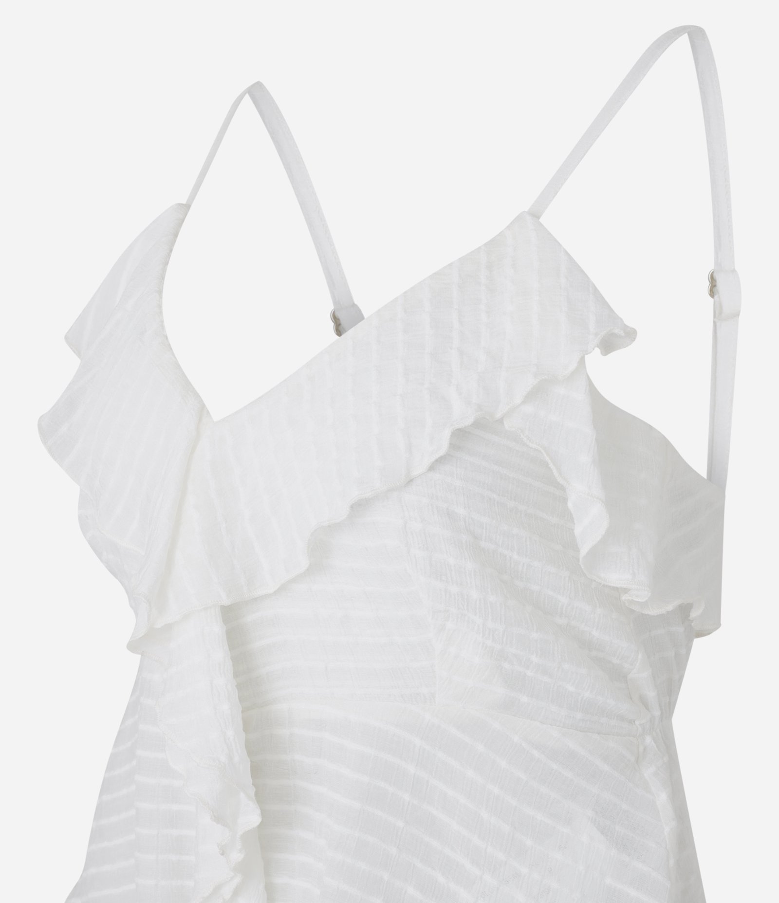 Blusa Peplum de Alça em Vicose Twill Texturizada Branco 5