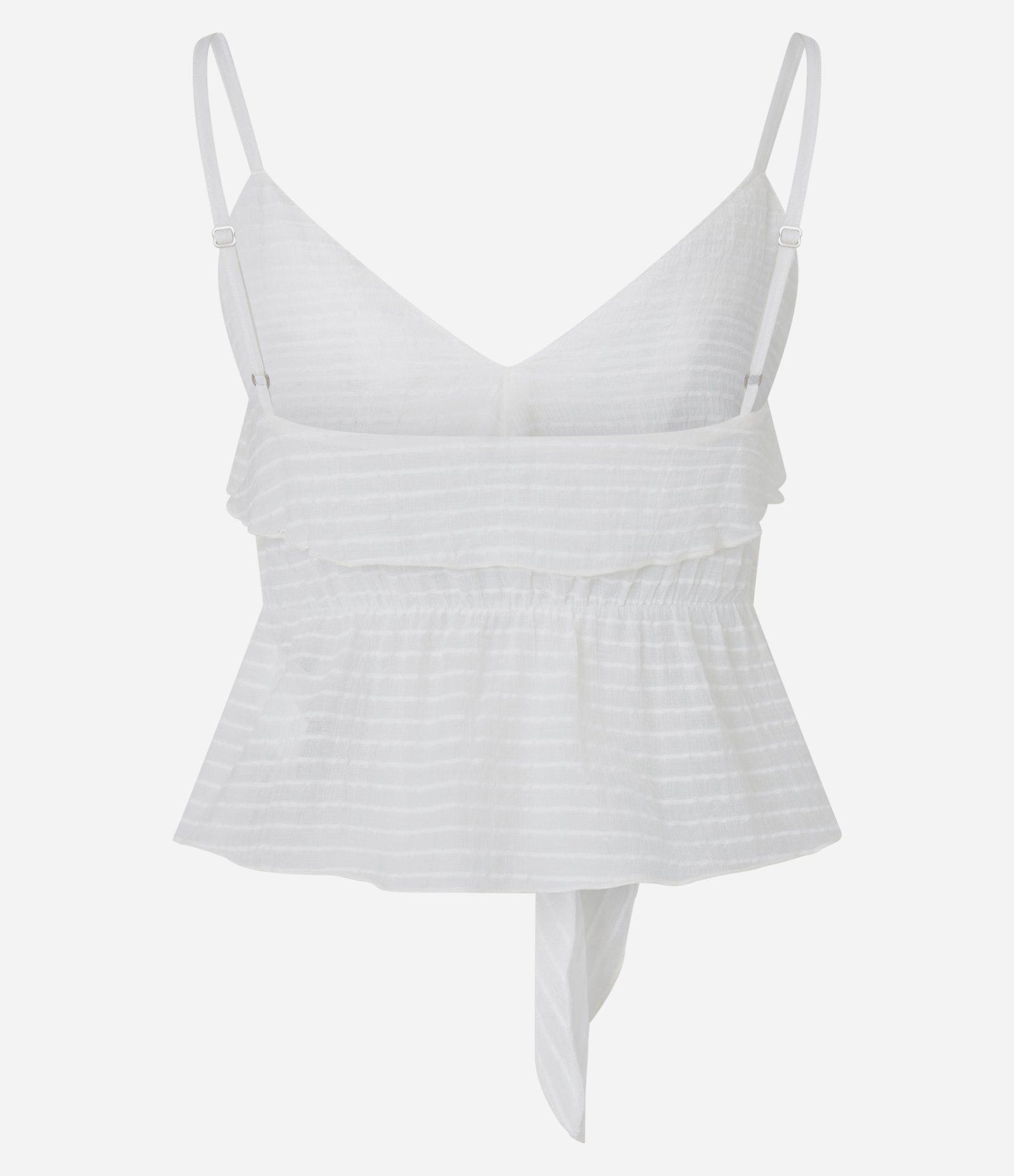 Blusa Peplum de Alça em Vicose Twill Texturizada Branco 6