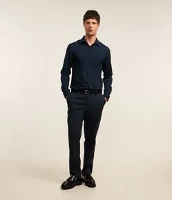 Calça Slim em Alfaiataria com Efeito Acetinado