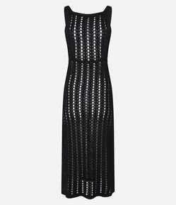 Saida de Praia Vestido Longo com Efeito Crochê