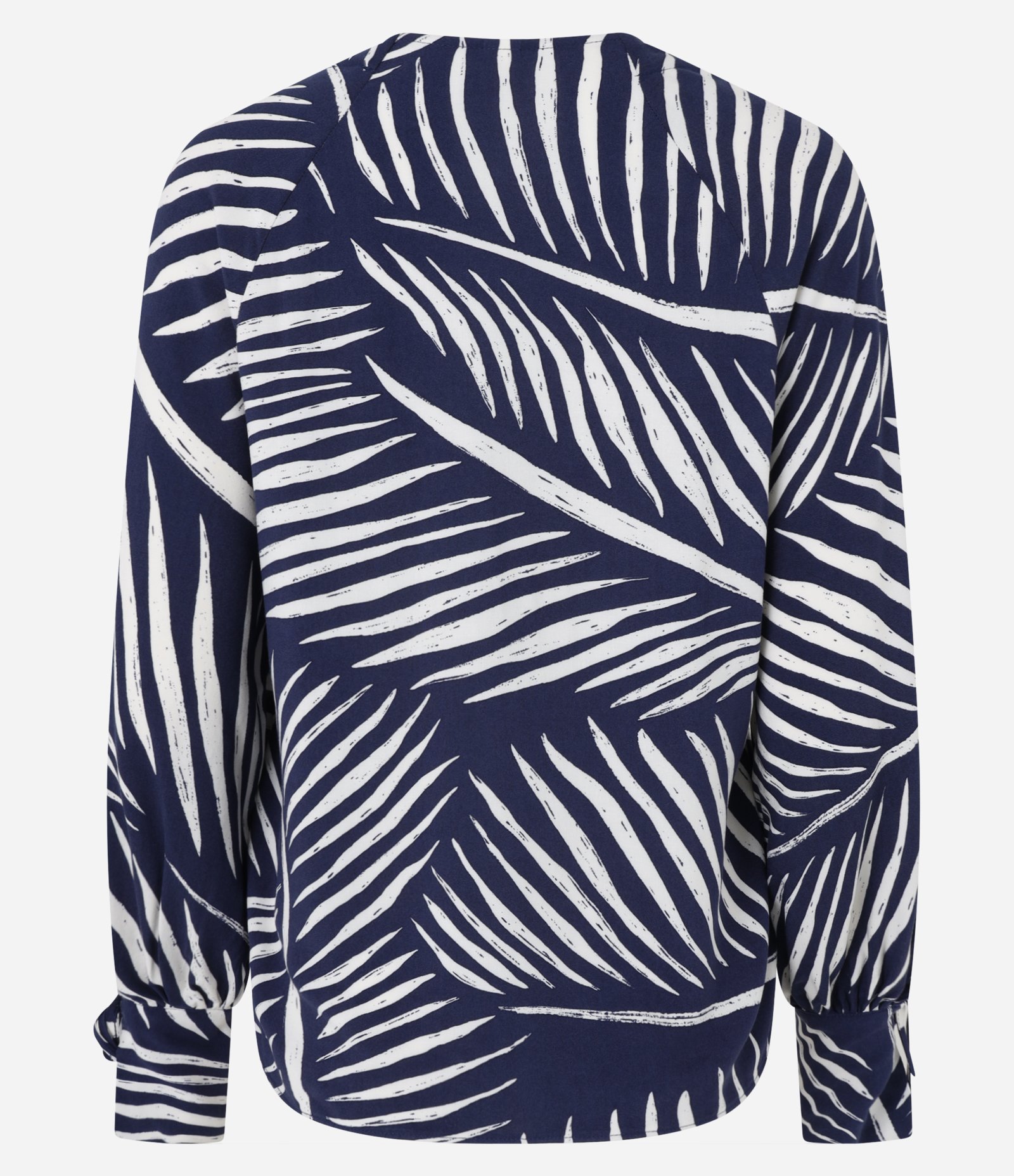 Camisa em Viscose com Decote em V Amarração e Estampa em Linhas Azul/Branco 8