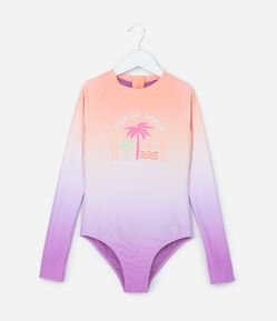 Maiô Infantil com Estampa Degradê e Palmeiras - Tam 5 a 14 anos