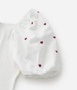 Blusa em Ribana e Manga Bordada de Coração Curve & Plus Size