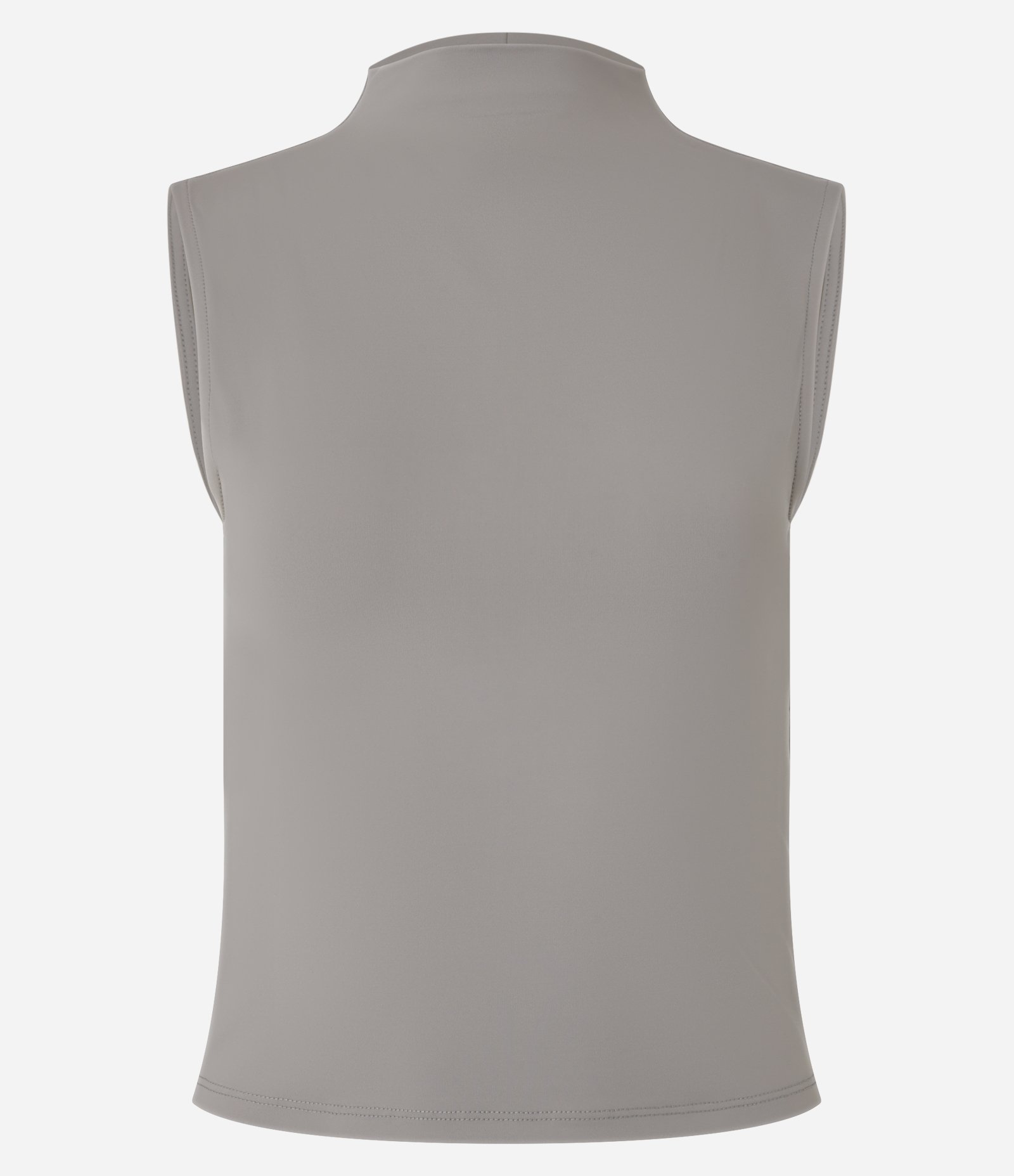 Blusa Sem Manga em Microfibra com Gola Alta e Decote nas Costas Cinza 5
