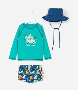 Conjunto Infantil com Proteção UV e Estampa de Bichinhos - Tam 1 a 4 Anos