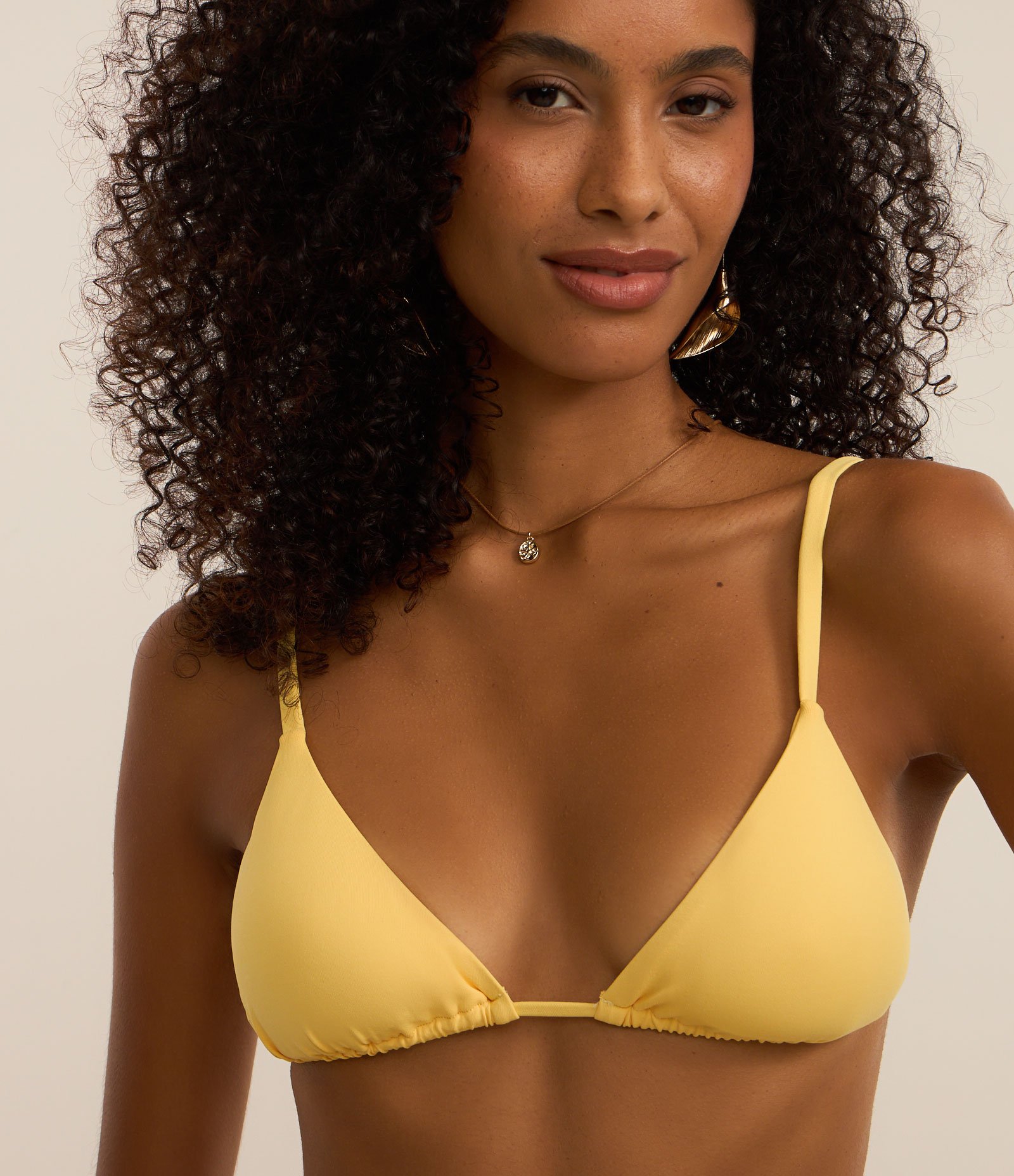 Biquíni Top Cortininha em Microfibra com Alças Finas Amarelo 4