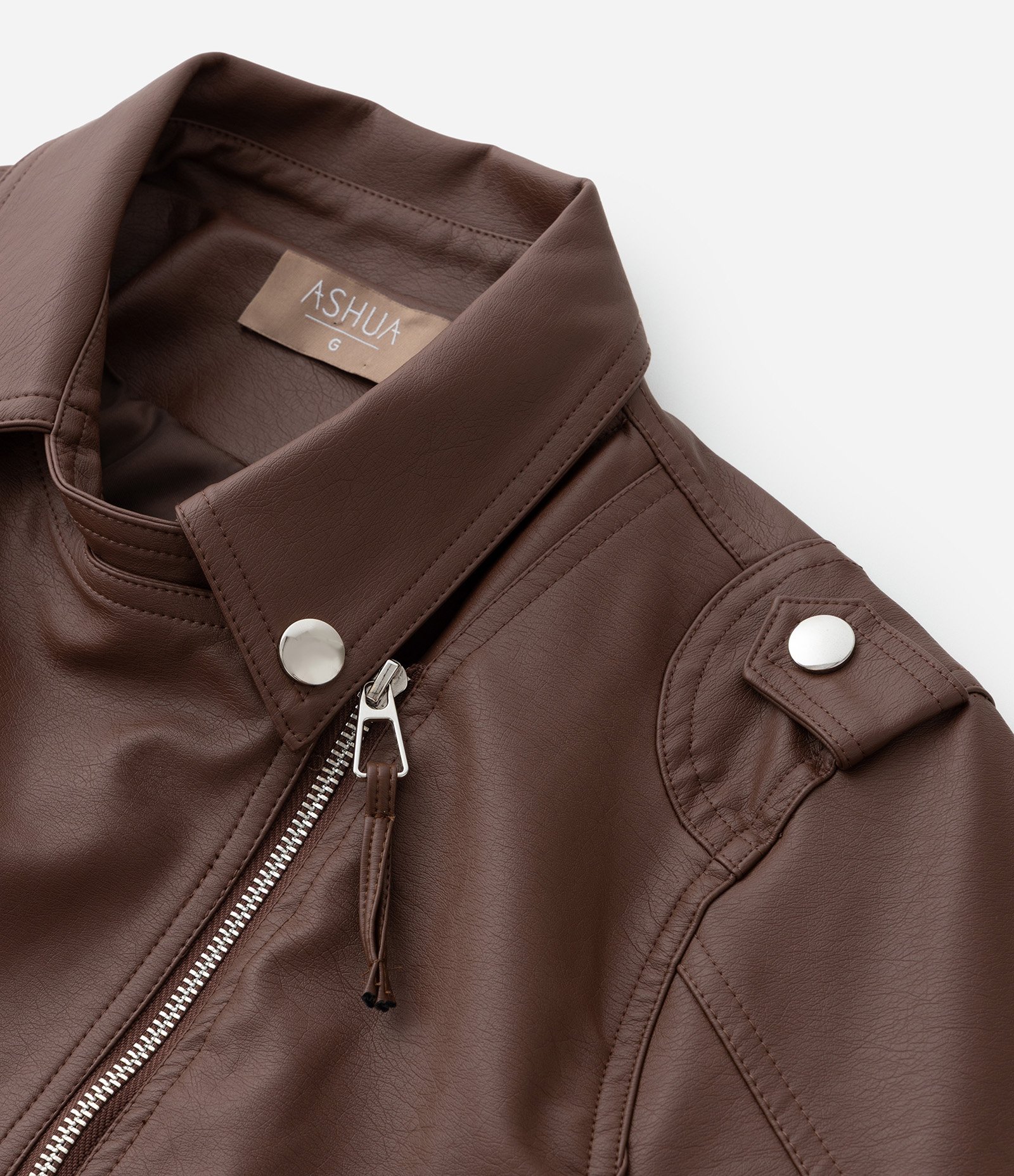 Jaqueta em PU com Botões e Zíper Curve & Plus Size Marrom 7