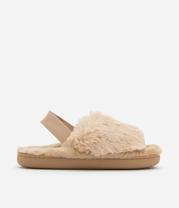 Pantufa Aberta Peludinha com Elástico no Calcanhar
