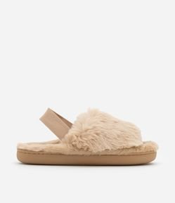 Pantufa Aberta Peludinha com Elástico no Calcanhar