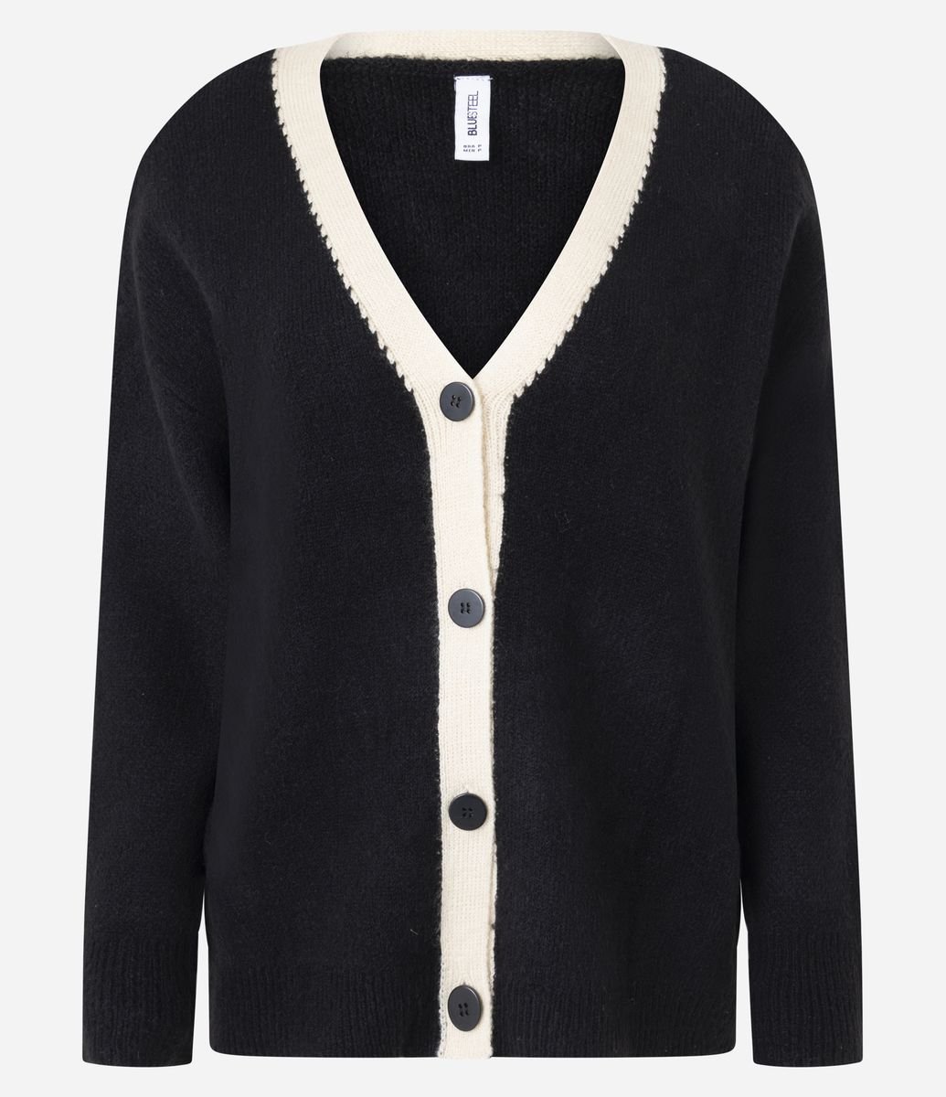 Cardigan Alongado em Tricô Texturizado com Linhas Contrastante e