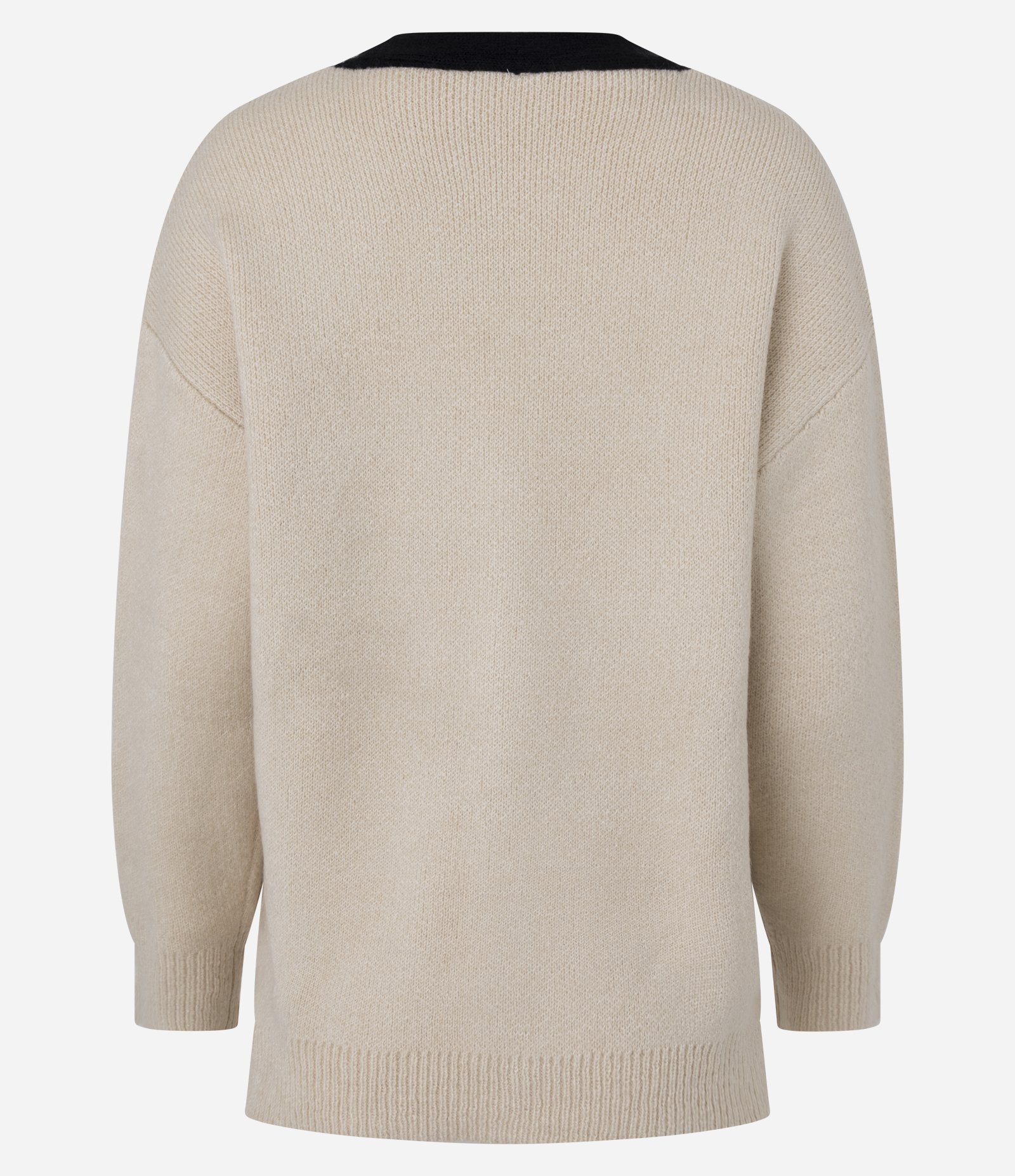 Cardigan Alongado em Tricô Texturizado com Linhas Contrastante e Botões Bege 3