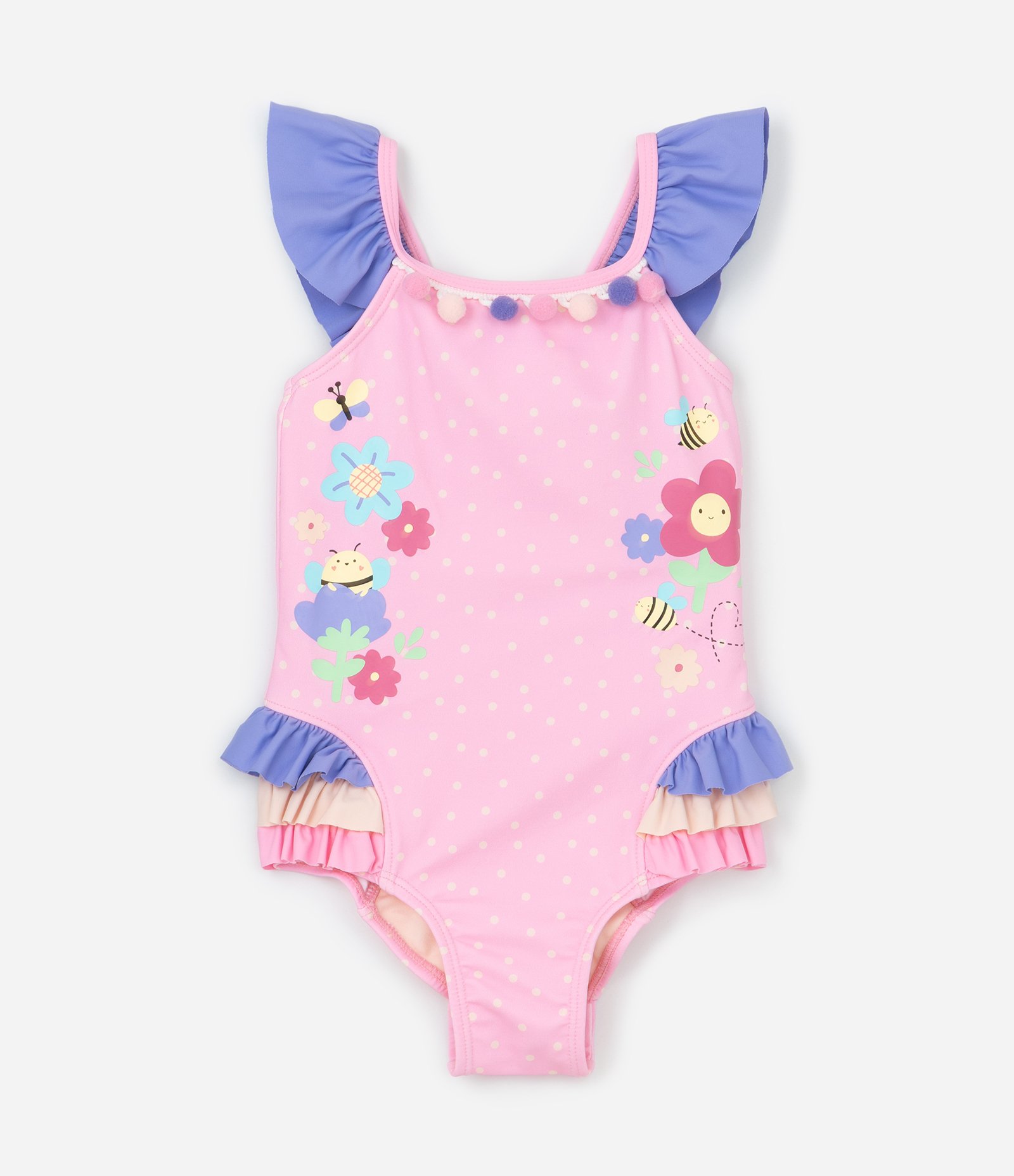 Maiô Infantil com Proteção UV e Babadinhos - Tam 1 a 4 Anos Rosa 1