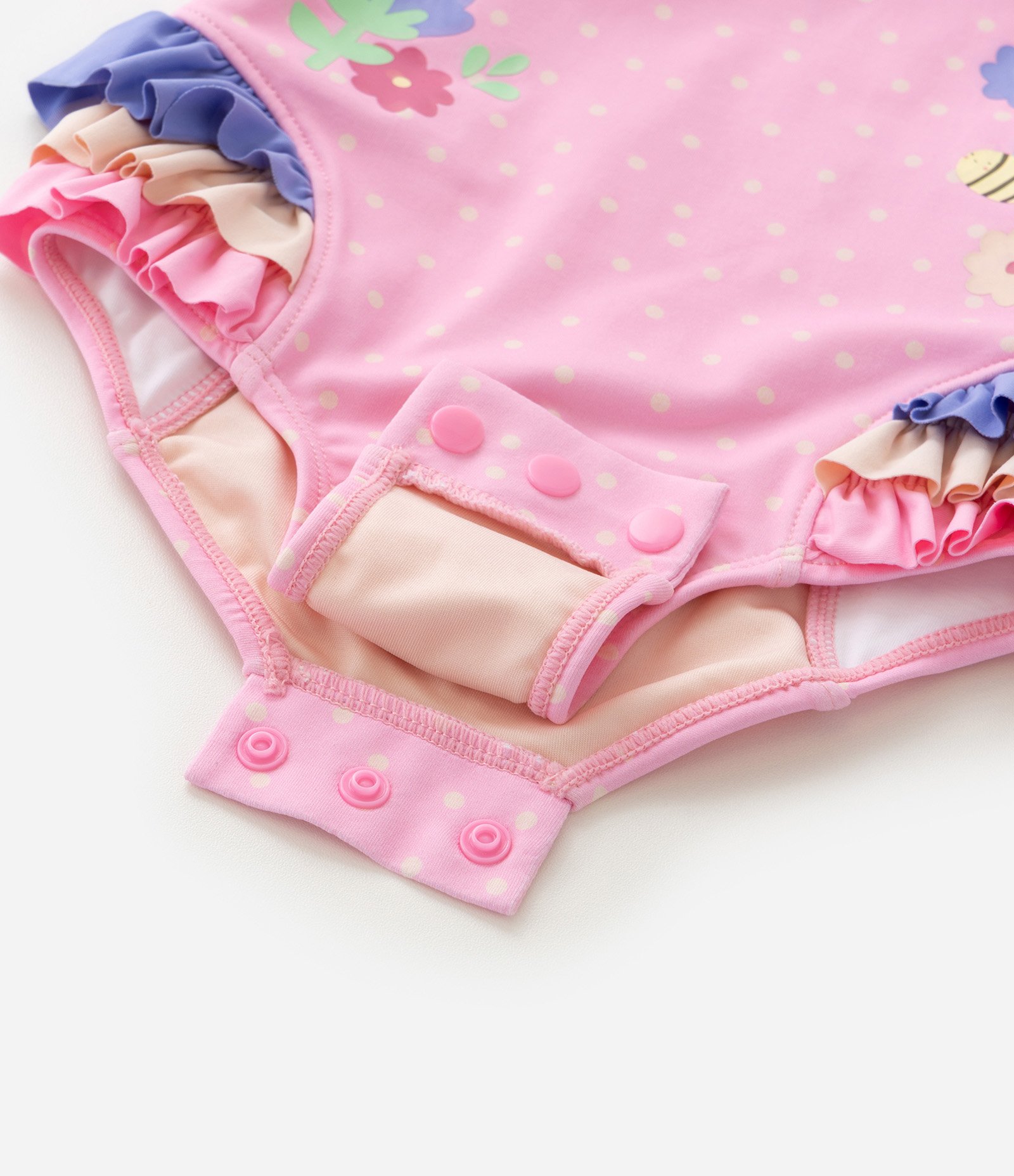 Maiô Infantil com Proteção UV e Babadinhos - Tam 1 a 4 Anos Rosa 5