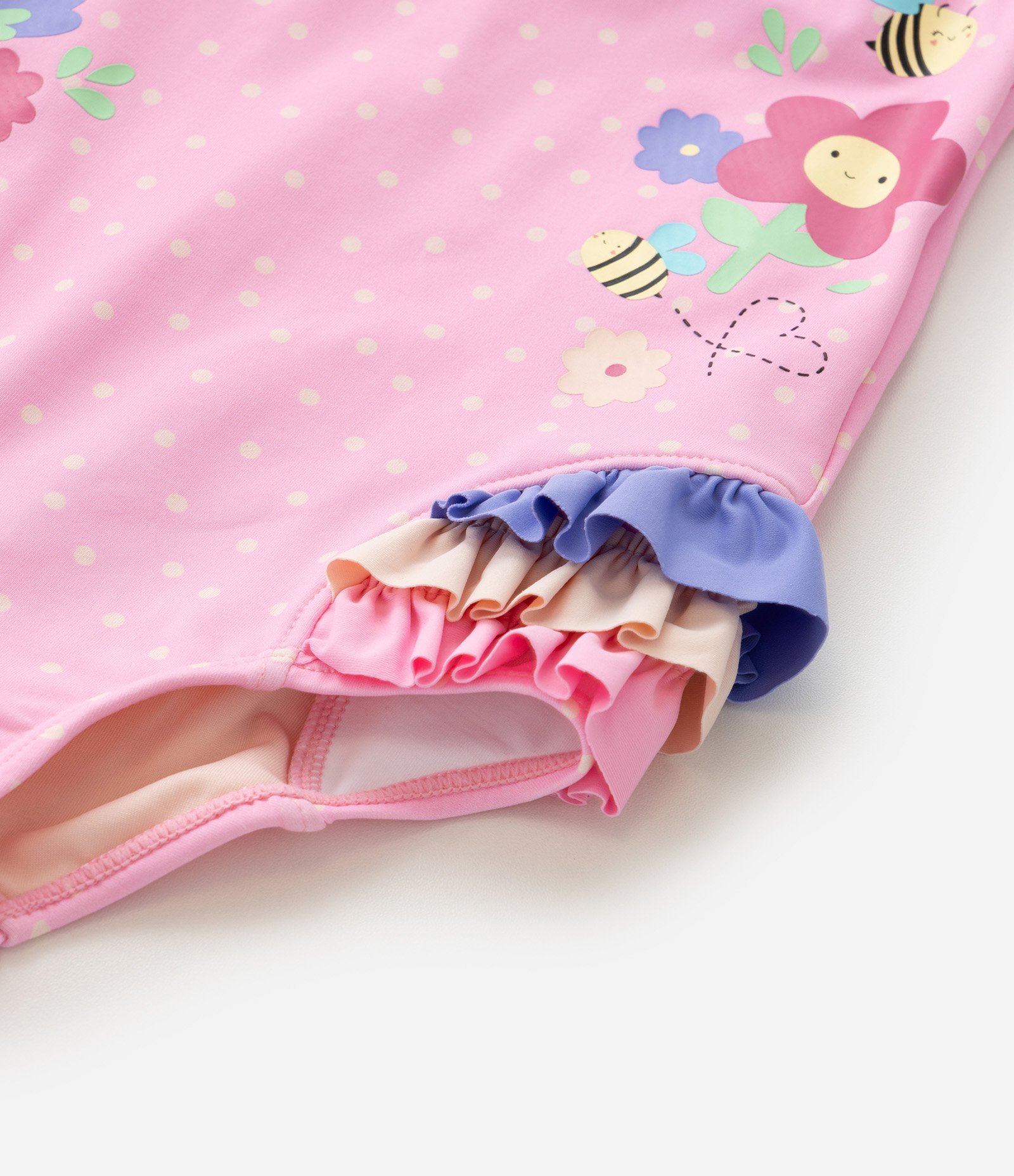 Maiô Infantil com Proteção UV e Babadinhos - Tam 1 a 4 Anos Rosa 6