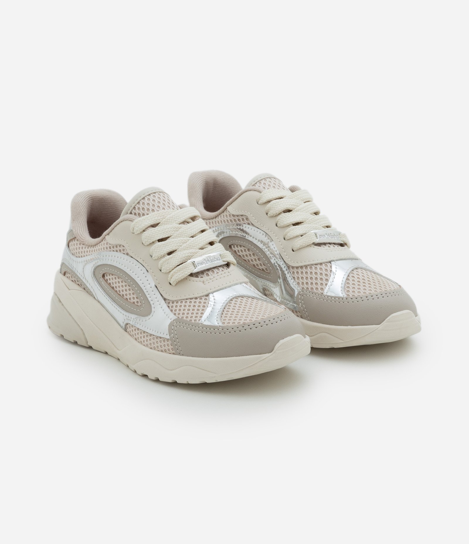 Tênis Chunky Infantil com Recortes Metalizados - Tam 26 ao 36 Bege 1