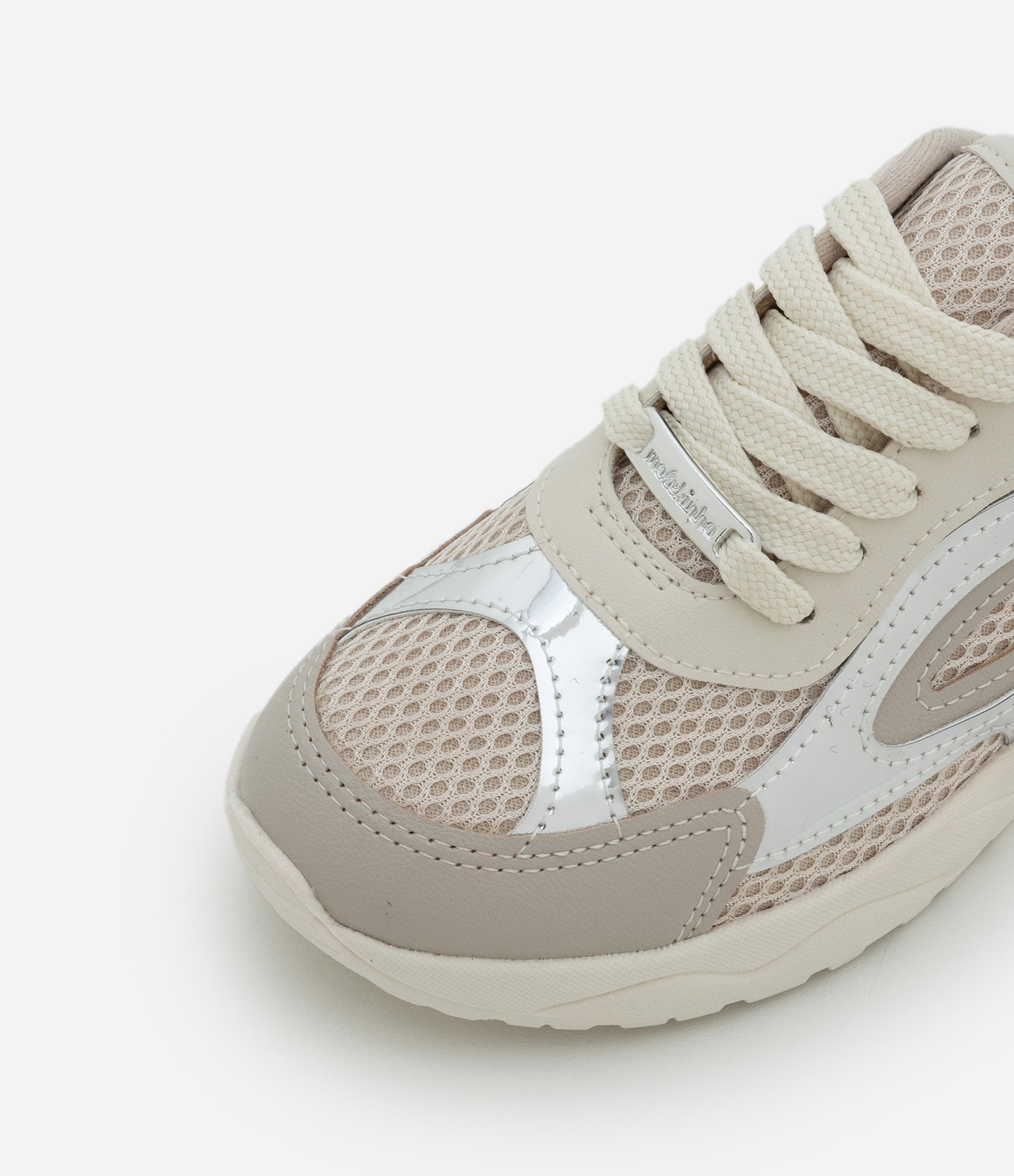 Tênis Chunky Infantil com Recortes Metalizados - Tam 26 ao 36 Bege 3