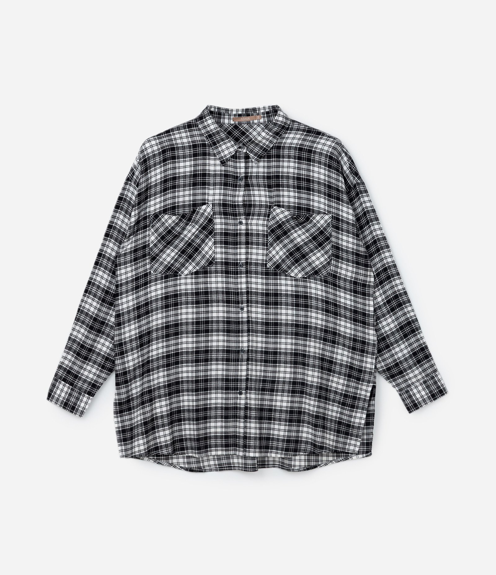 Camisa Flanela Xadrez Curve & Plus Size Preto/Branco 4