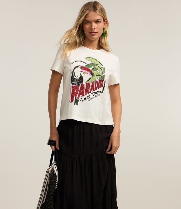 Camiseta em Algodão com Estampa Tucano Paradise