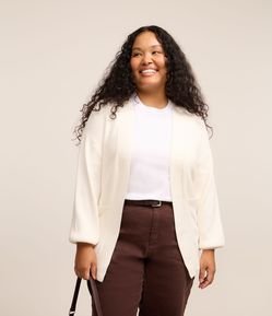 Cardigan em Tricô com Manga Bufante Curve & Plus Size