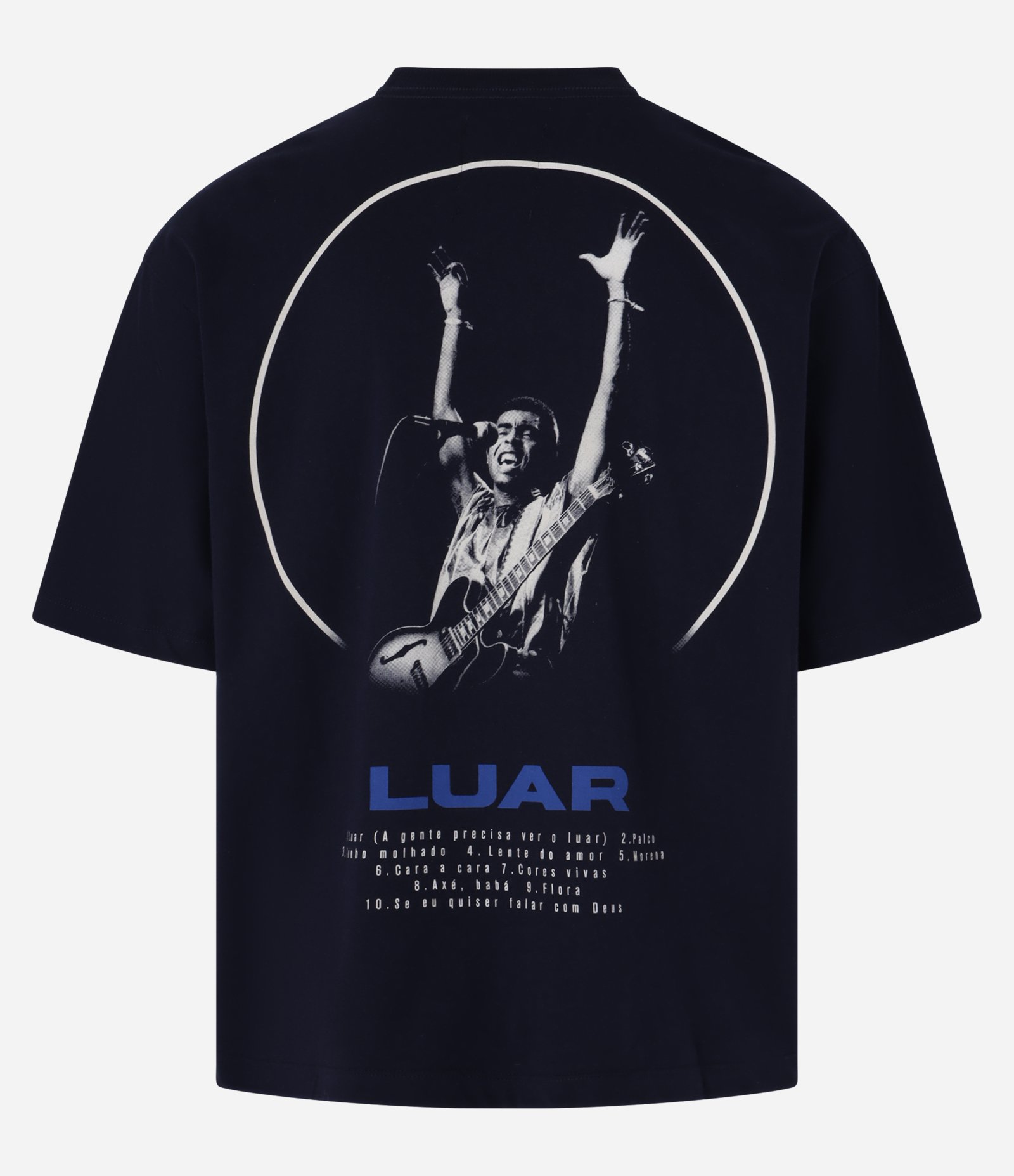 Camiseta Boxy em Algodão com Estampa Luar Gilberto Gil Azul Marinho 11