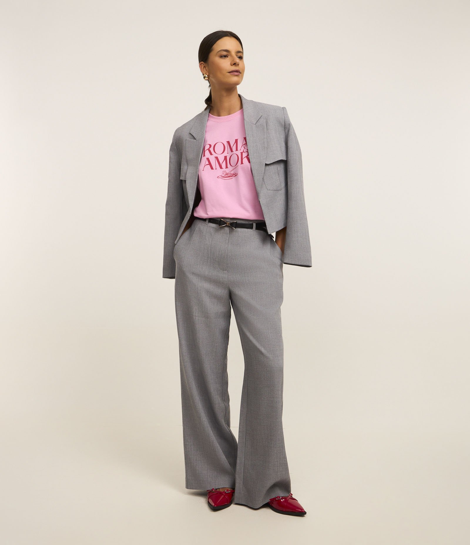 Camiseta em Algodão com Estampa Roma & Amor Rosa 3