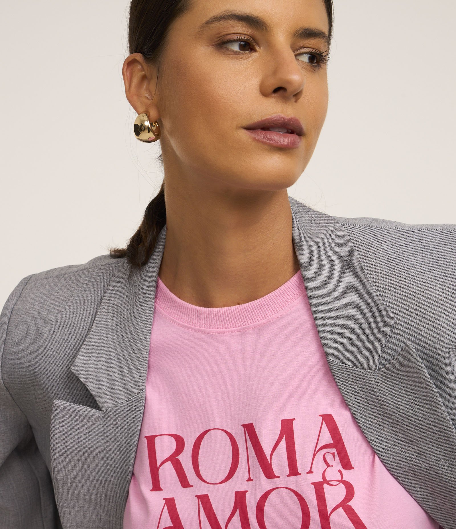 Camiseta em Algodão com Estampa Roma & Amor Rosa 5