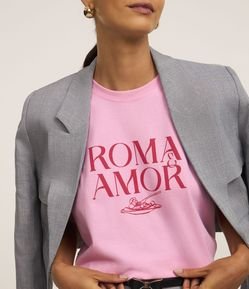 Camiseta em Algodão com Estampa Roma & Amor