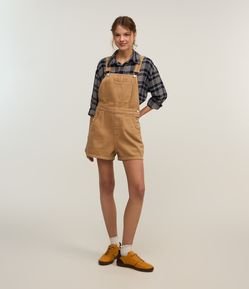 Macaquinho em Sarja com Bolso Frontal e Botões na Lateral