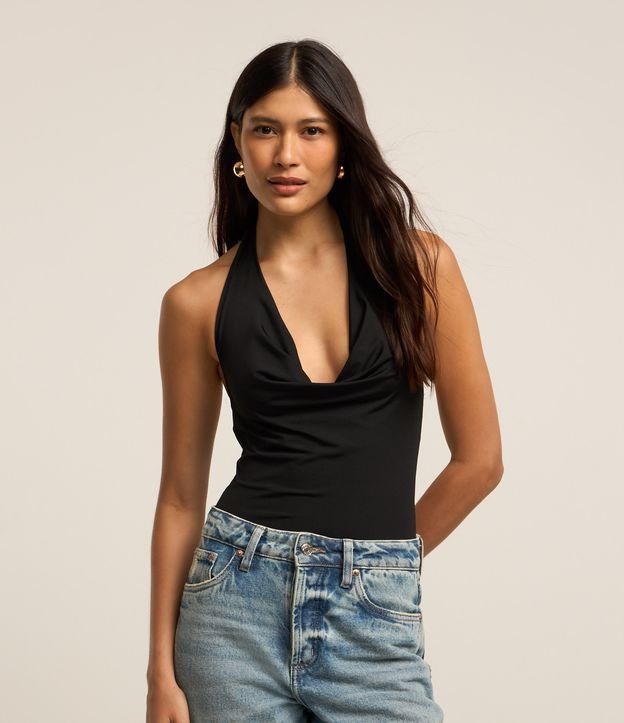 Body em Microfibra Frente Única com Decote Degagê