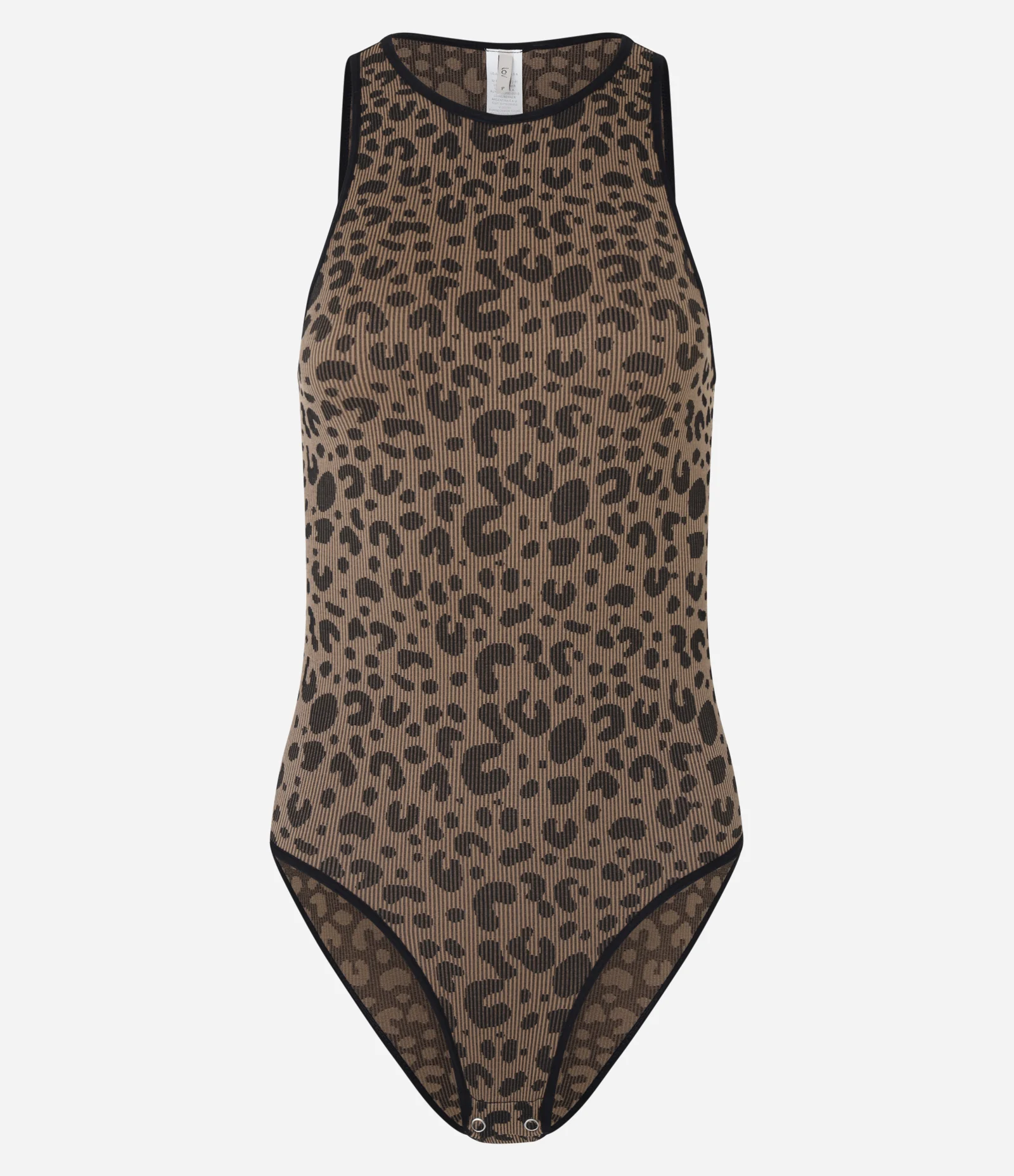 Body Lingerie sem Bojo em Poliamida Seamless Estampada de Oncinha Marrom 4